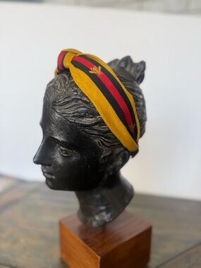 Striped Knot Headband in Mustard, Black & Red